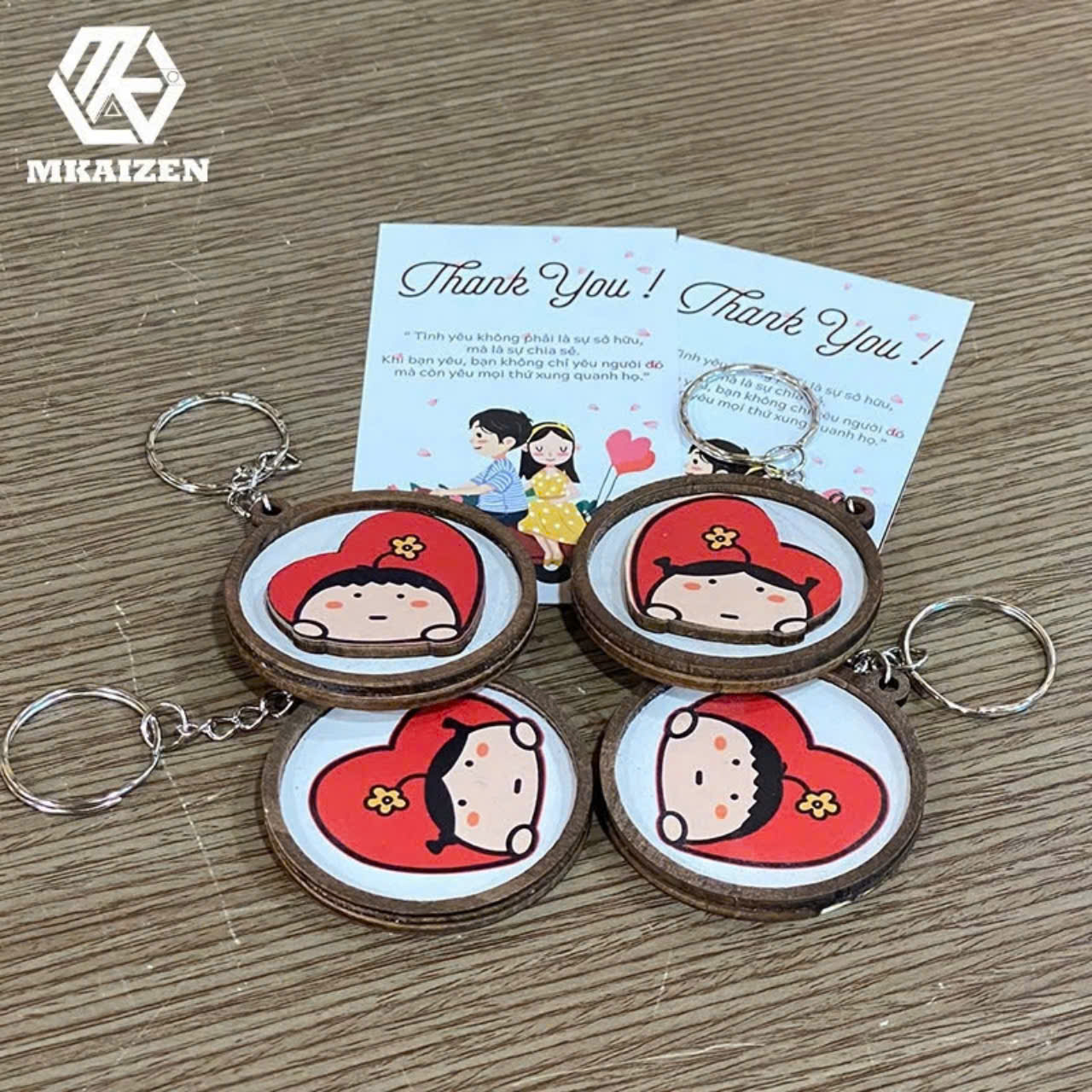 Móc khóa gỗ cặp đôi couple handmade
